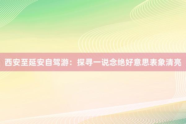 西安至延安自驾游：探寻一说念绝好意思表象清亮