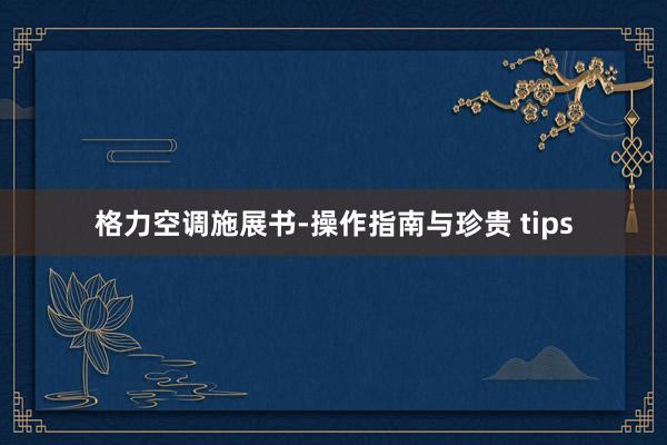 格力空调施展书-操作指南与珍贵 tips