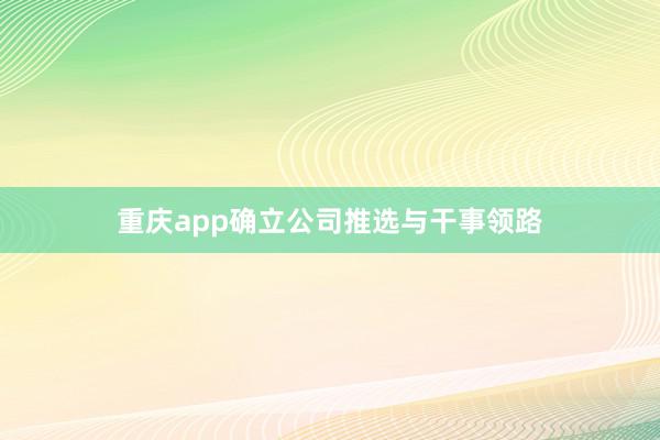 重庆app确立公司推选与干事领路